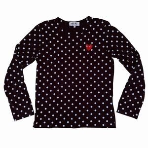 Commes Des Garcons PLAY Polka Dot Black & White Long Sleeve T Shirt, L